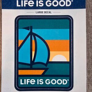 Life is Good Retro Sailboat and Sunset Vinyl decal/sticker